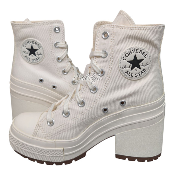 Converse Chuck 70 De Luxe Heel Platform Egret White Sneaker Boot Womens 10 NEW - Picture 9 of 9